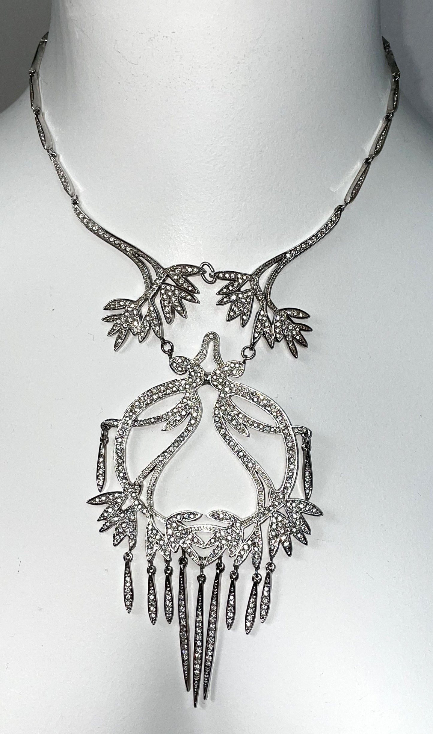 2000's Christian Dior by John Galliano Haute Couture Huge Chinoiserie Crystal Earrings Necklace & Bracelet Set
