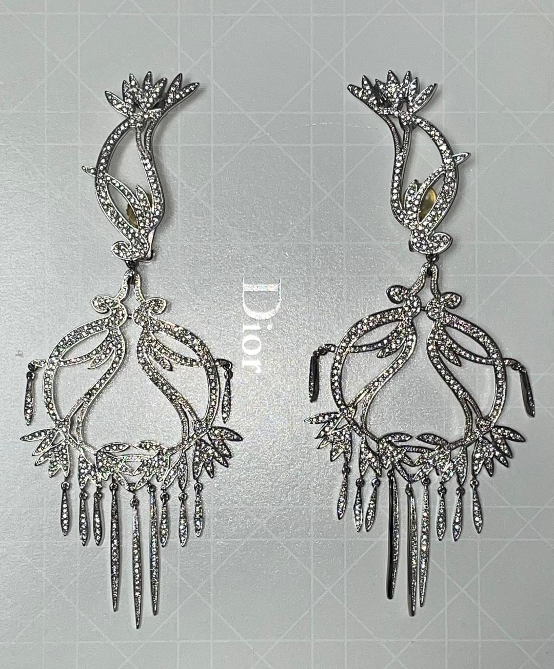 2000's Christian Dior by John Galliano Haute Couture Huge Chinoiserie Crystal Earrings Necklace & Bracelet Set