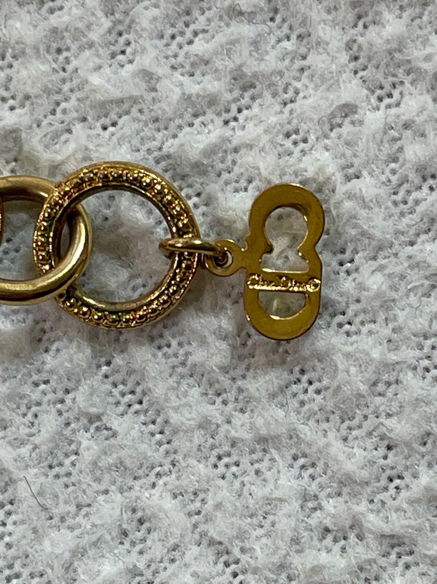 2000's Christian Dior by John Galliano Gold Crystal Logo Cuff Bracelet Rings 2 Chokers & Earrings Set