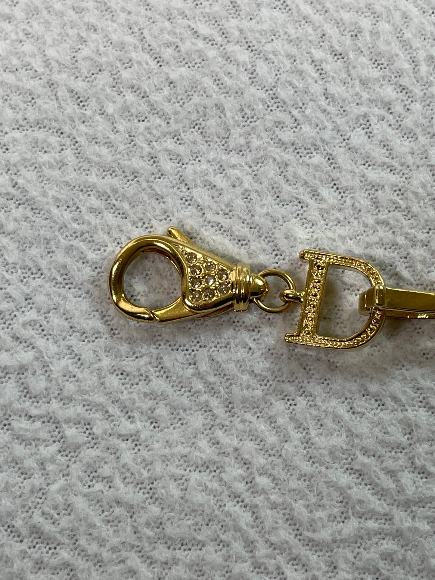 2000's Christian Dior by John Galliano Gold Crystal Logo Cuff Bracelet Rings 2 Chokers & Earrings Set