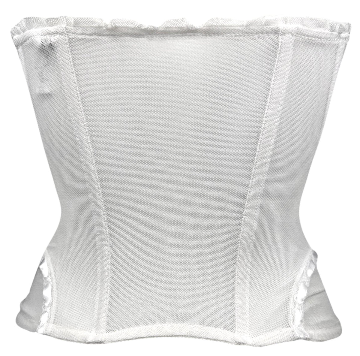 2000's Christian Dior x John Galliano Sheer White Mesh Lolita Ruffle Pin-Up Strapless Bustier Top