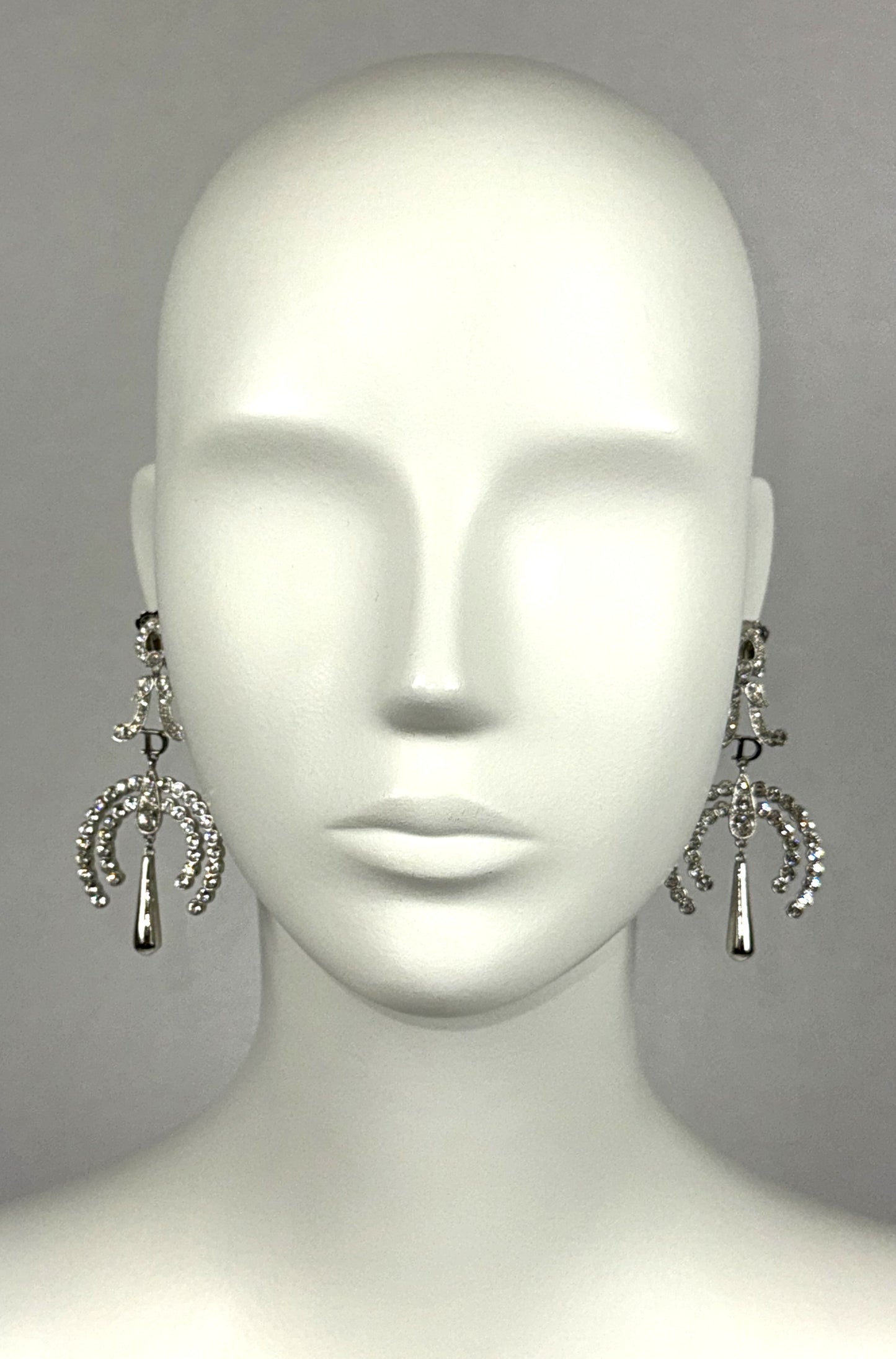 2000's Christian Dior by John Galliano Large Raj Silver Drop Earrings