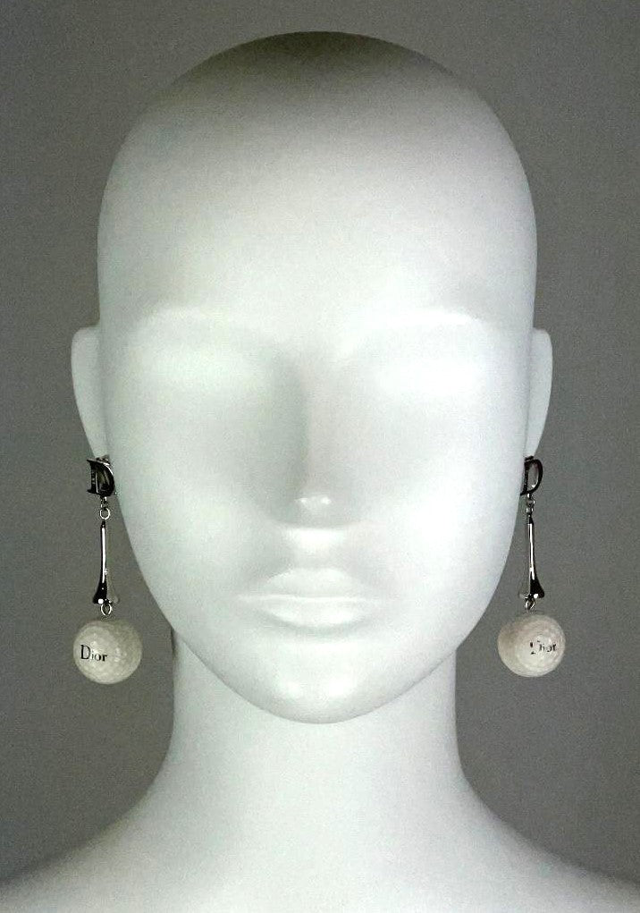 C. 2003 Christian Dior by John Galliano Golf Ball & Tee Long Dangle Earrings
