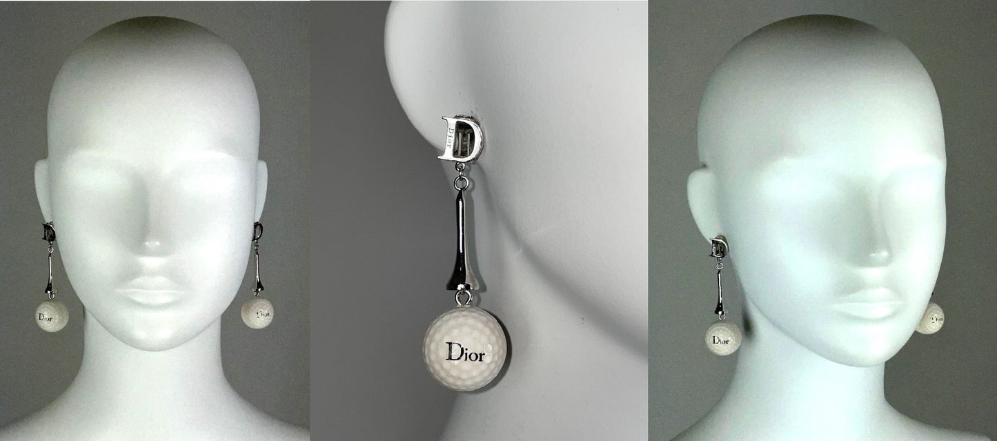 C. 2003 Christian Dior by John Galliano Golf Ball & Tee Long Dangle Earrings