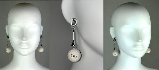 C. 2003 Christian Dior by John Galliano Golf Ball & Tee Long Dangle Earrings