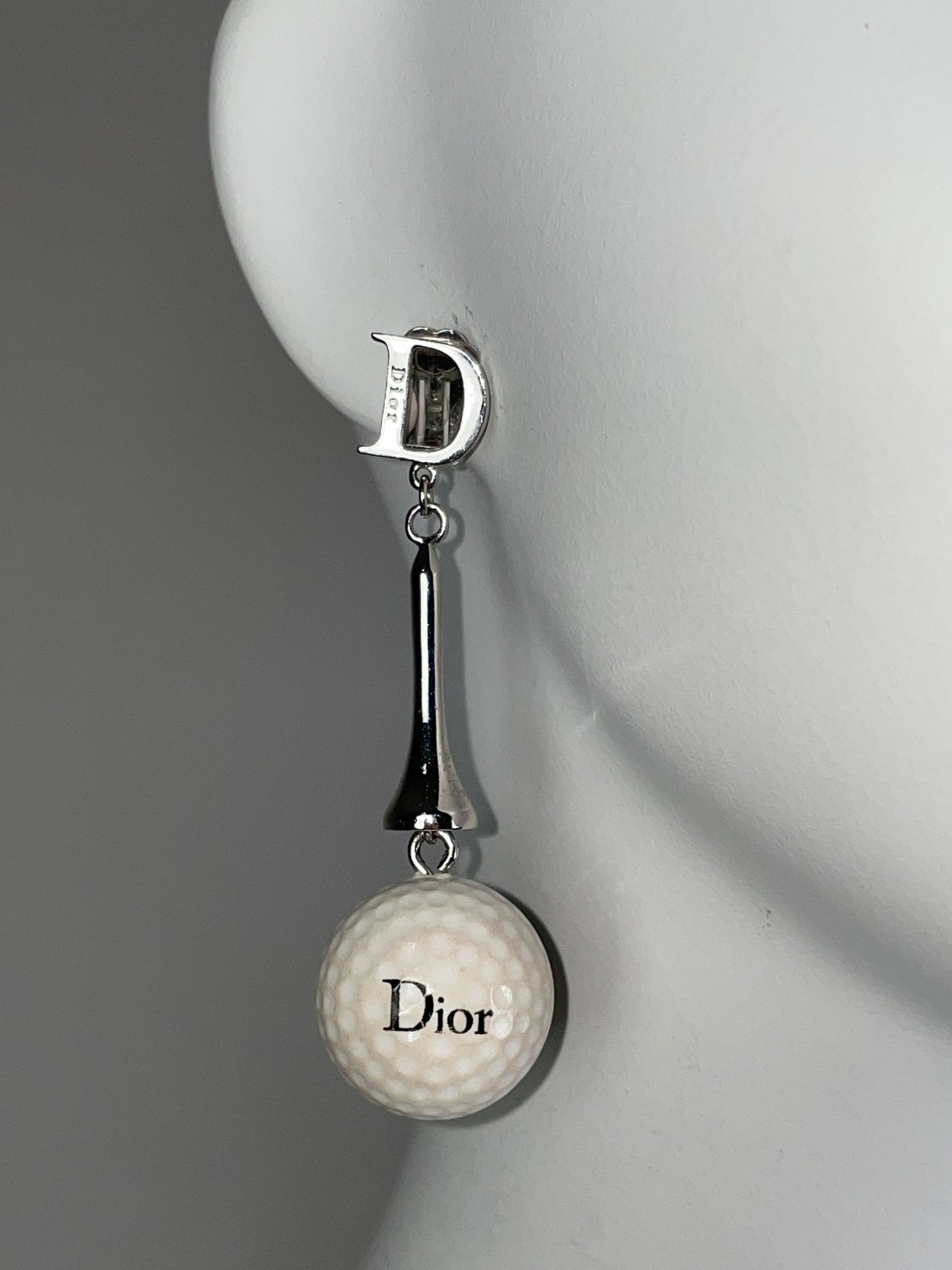C. 2003 Christian Dior by John Galliano Golf Ball & Tee Long Dangle Earrings