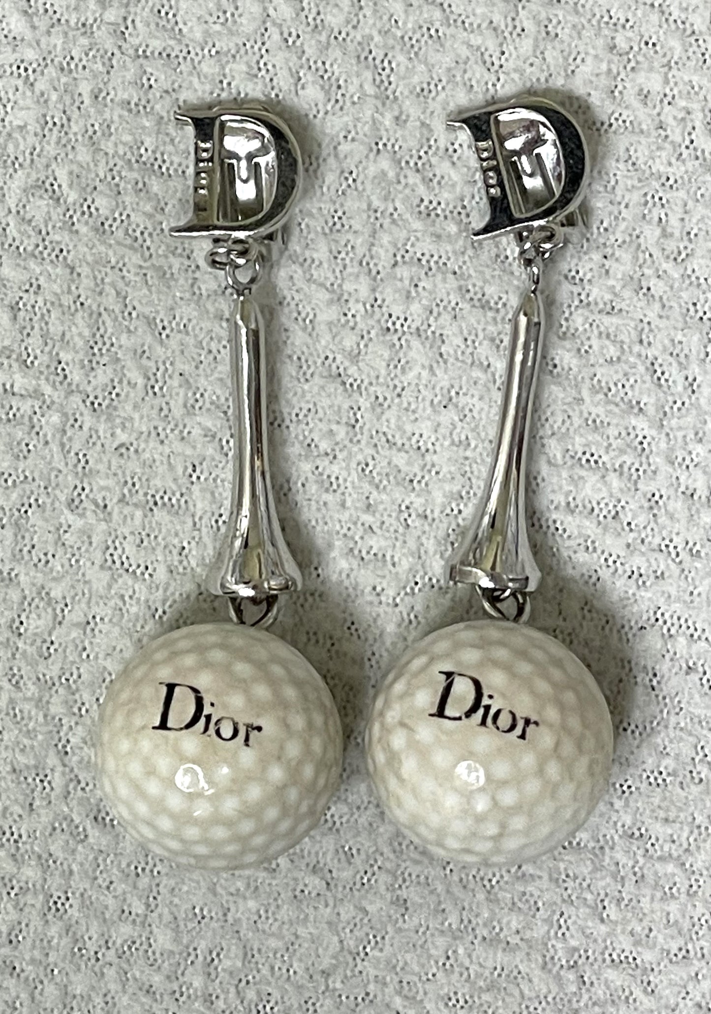 C. 2003 Christian Dior by John Galliano Golf Ball & Tee Long Dangle Earrings