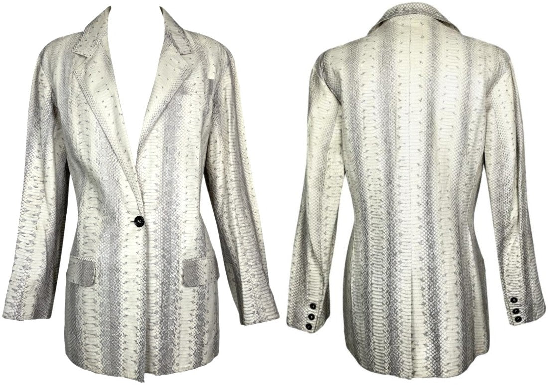 2000's Christian Dior x John Galliano Beige Snakeskin Python Blazer Jacket