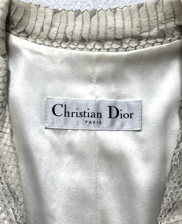 2000's Christian Dior x John Galliano Beige Snakeskin Python Blazer Jacket