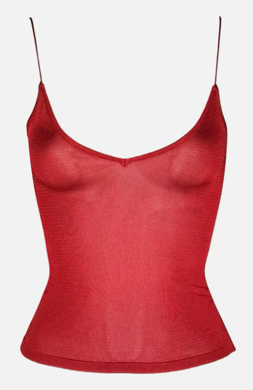 2000's Christian Dior by John Galliano Sheer Red Slinky Cami Tank Top