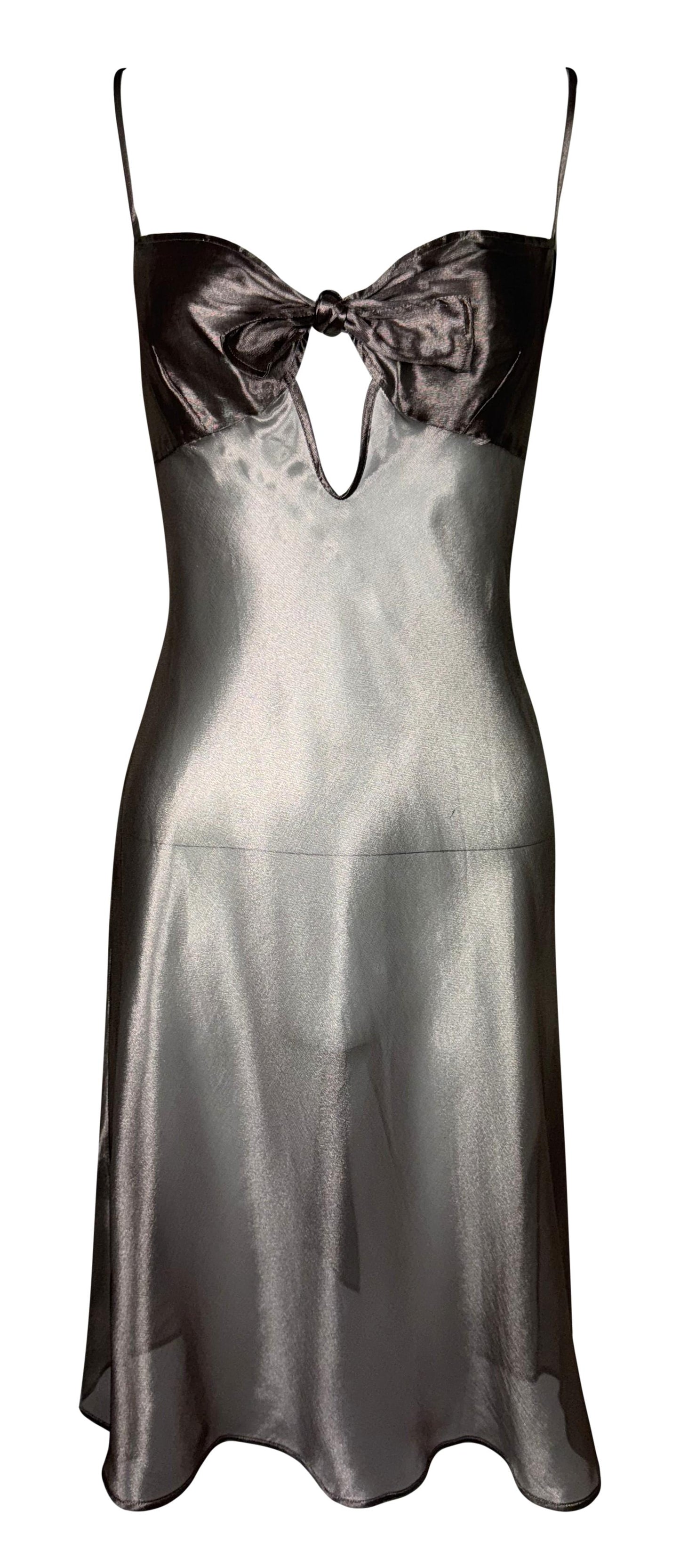2000's Christian Dior by John Galliano Sheer Metallic Baby Doll Cut-Out Slip Dress