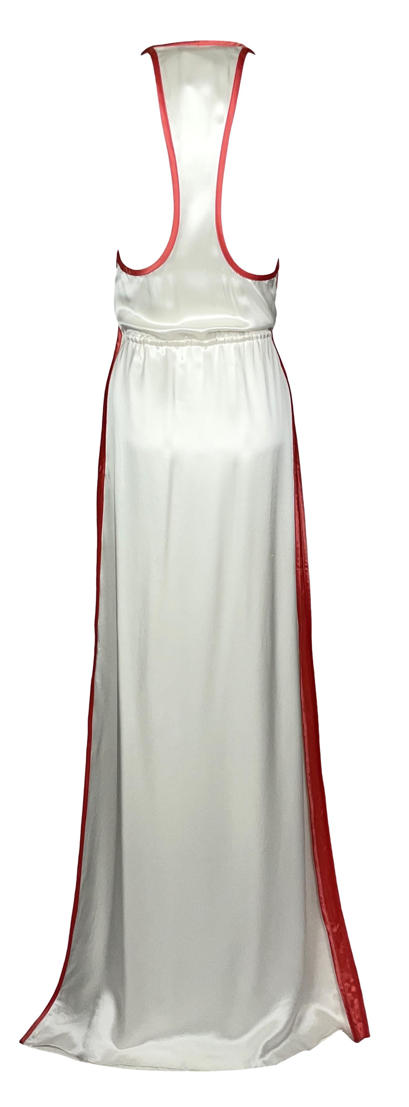 2000's Dsquared2 Ivory Silk Jersey Style Drawstring Tank Maxi Dress w High Slits