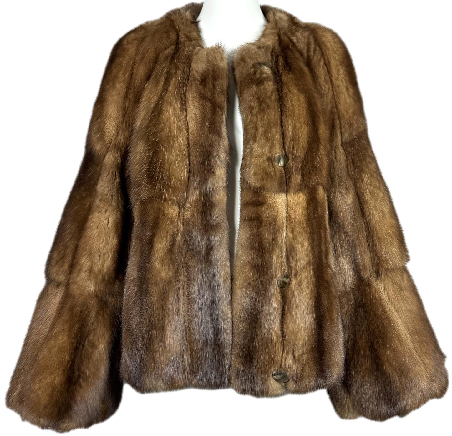 2000's Fendi x Karl Lagerfeld Sable Fur Bell Flared Sleeve Short Coat Jacket
