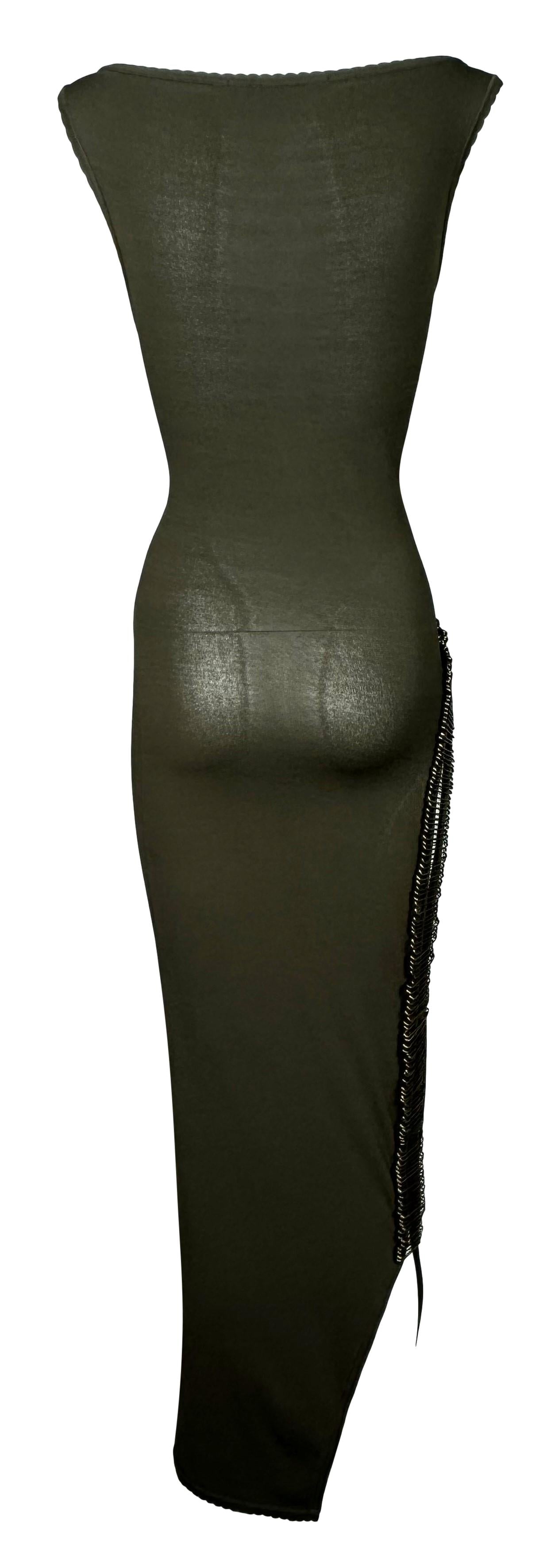 2000's Gianfranco Ferre Bodycon Cut-Out Safety Pin Wiggle Maxi Dress