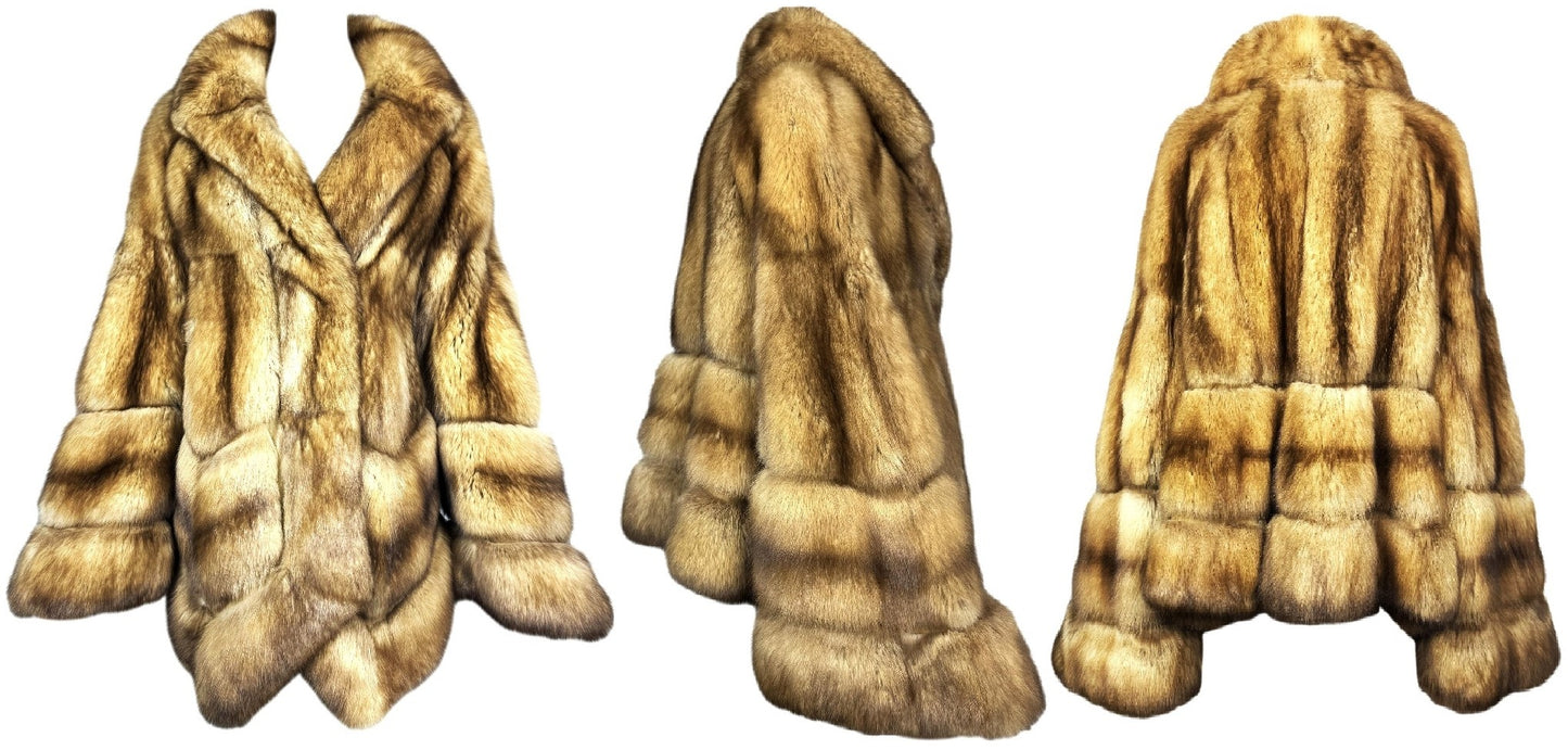 2000's Gianfranco Ferre Golden Zibellino Sable Fur Kimono Sleeve Coat Jacket