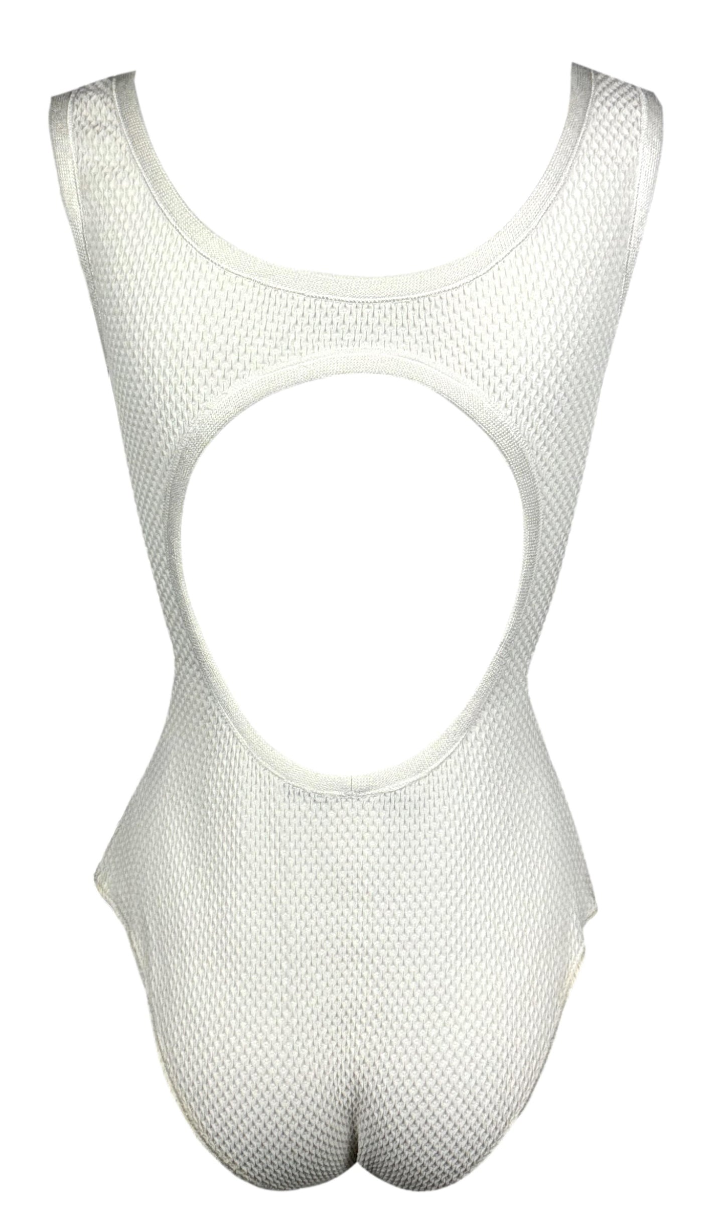 2000's Gianfranco Ferre Sexy White 1960's MOD Style Cut-Out Bodysuit
