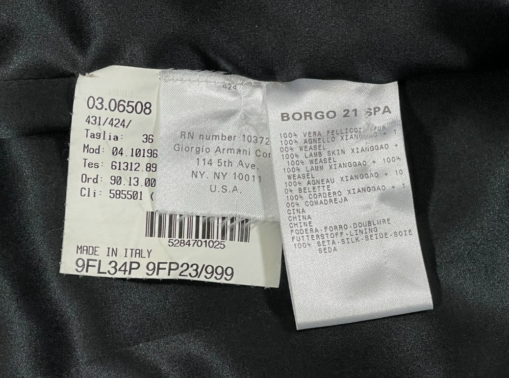 2000's Giorgio Armani Victorian Style Layered Ruffles Black Fur Coat Jacket