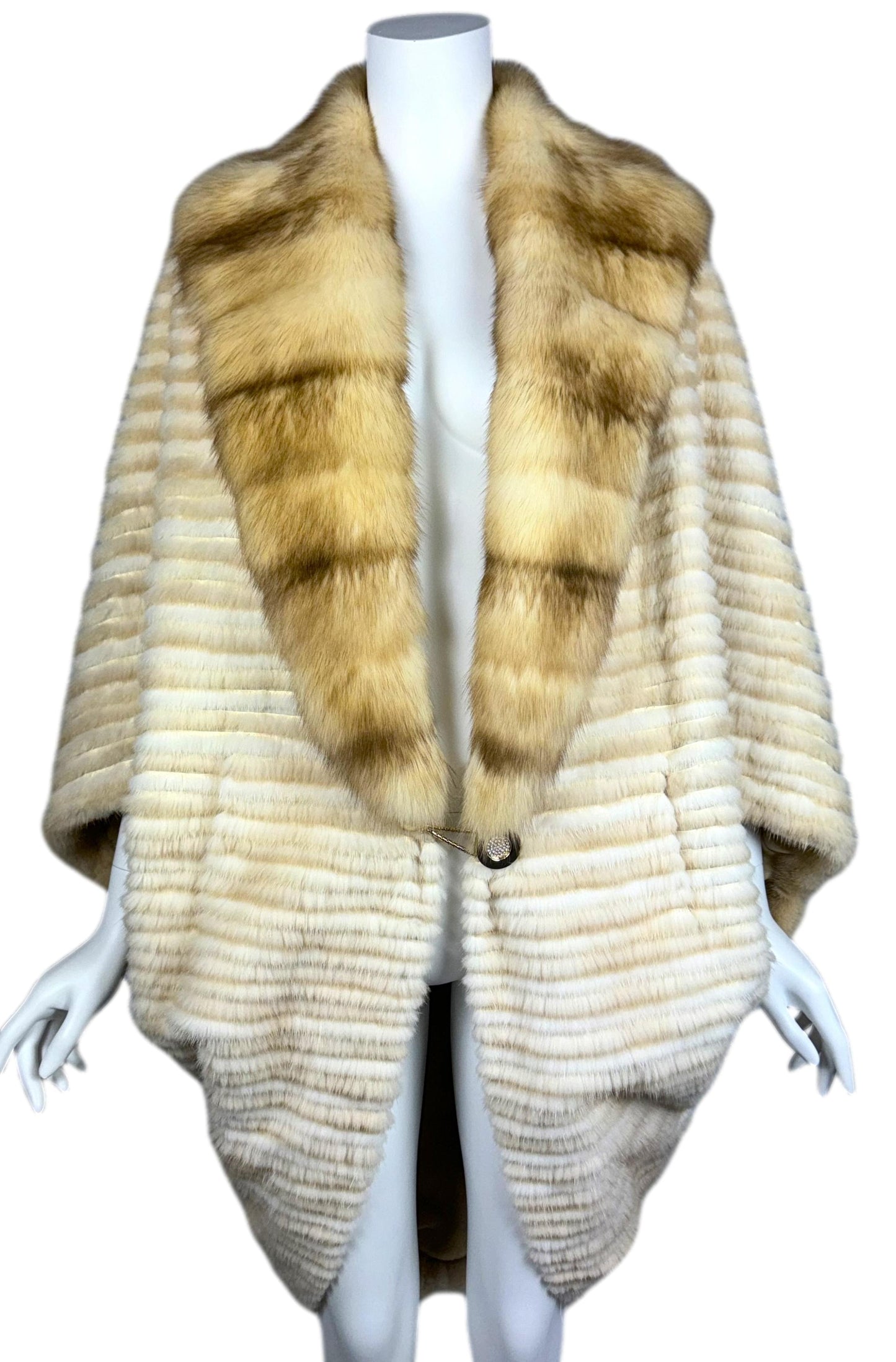 2000's Guy Laroche Sable Fur 1920's Flapper Style Cocoon Opera Coat
