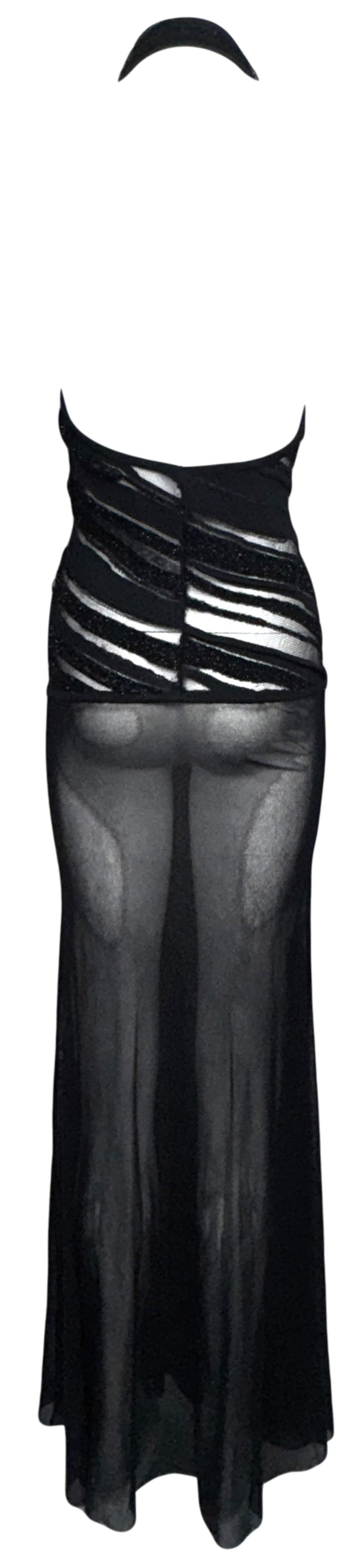 2000's Jean Paul Gaultier Sheer Black Halter Low Back Nylon Maxi Dress & Matching Jacket Set