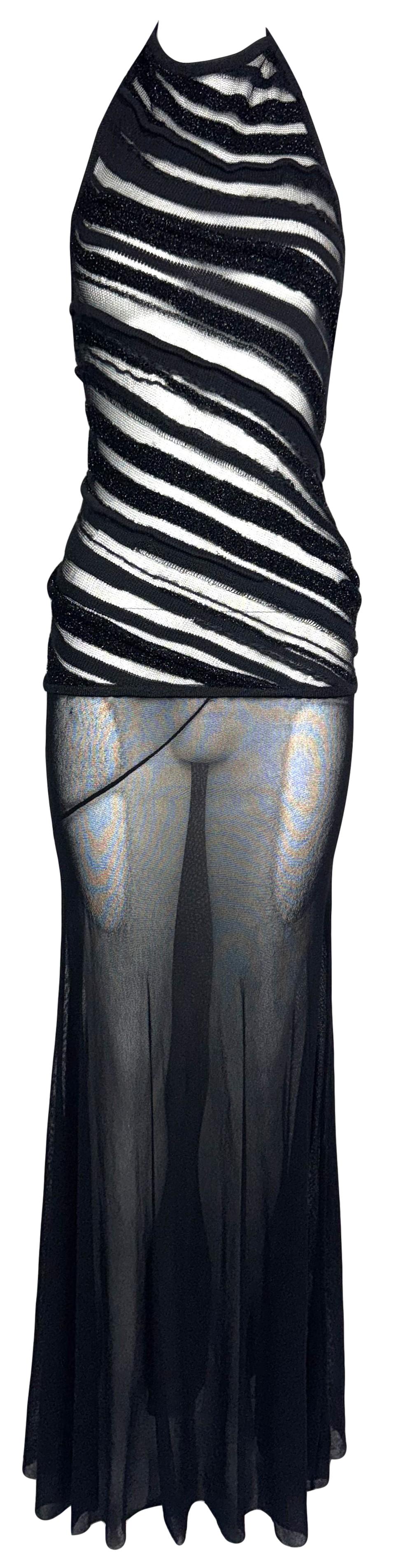 2000's Jean Paul Gaultier Sheer Black Halter Low Back Nylon Maxi Dress & Matching Jacket Set