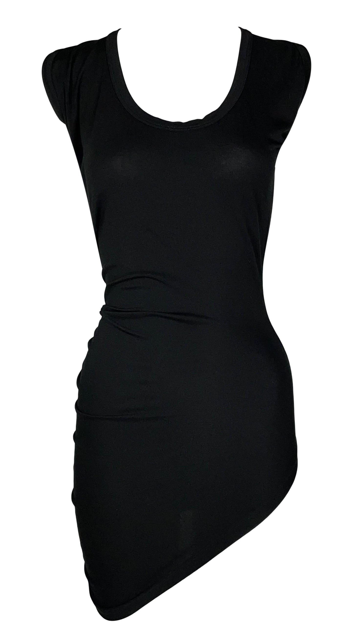2000's Maison Martin Margiela Black Asymmetrical Bodycon Mini Dress