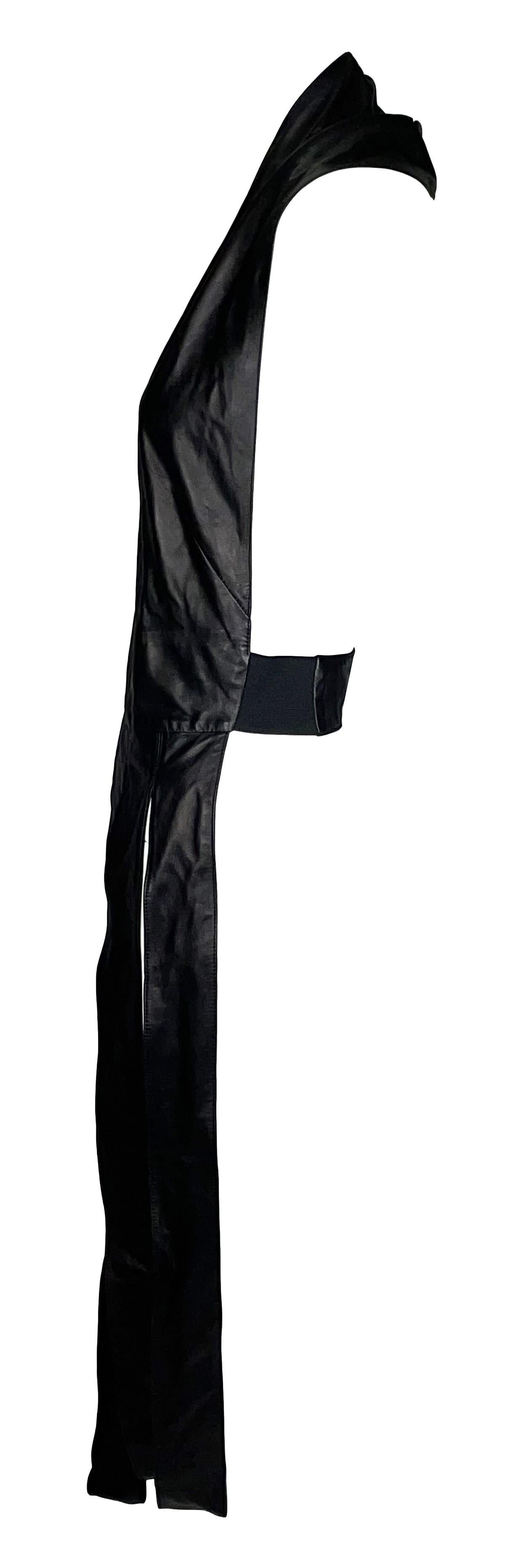 2000's Maison Martin Margiela Plunging Black Leather Backless Dress Top