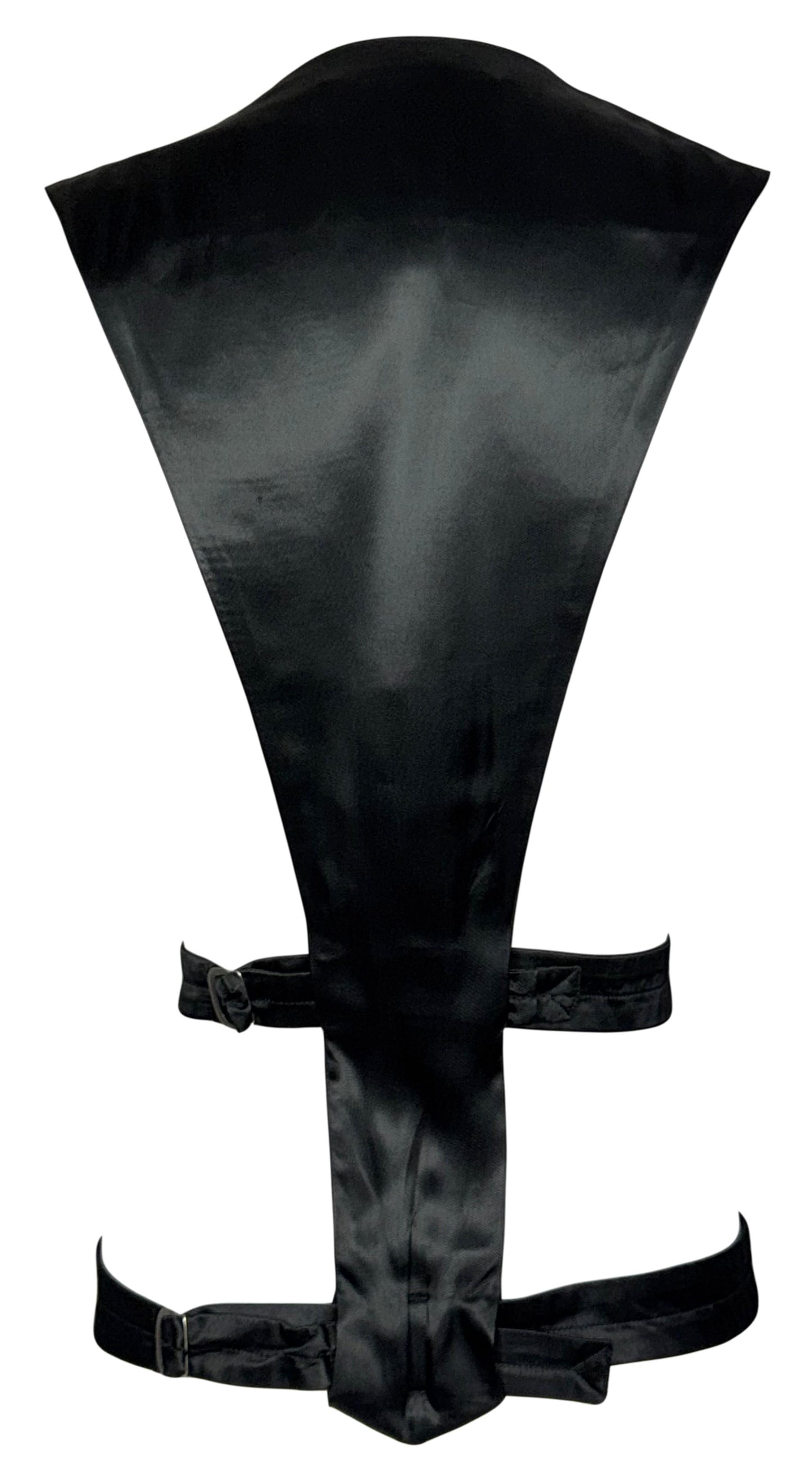 2000's Maison Martin Margiela Plunging Black Straps Cut-Out Long Top Vest