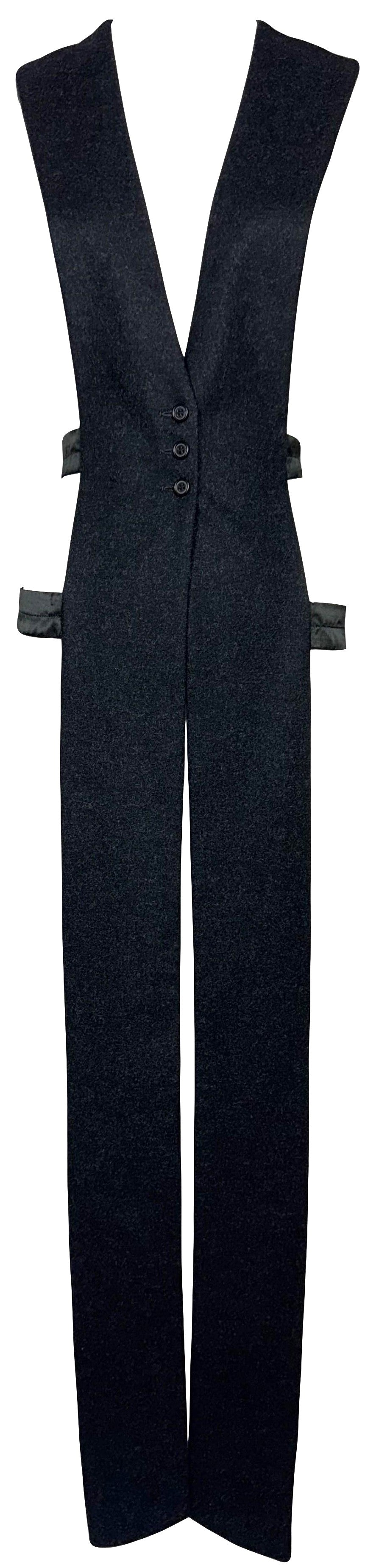 2000's Maison Martin Margiela Plunging Black Straps Cut-Out Long Top Vest