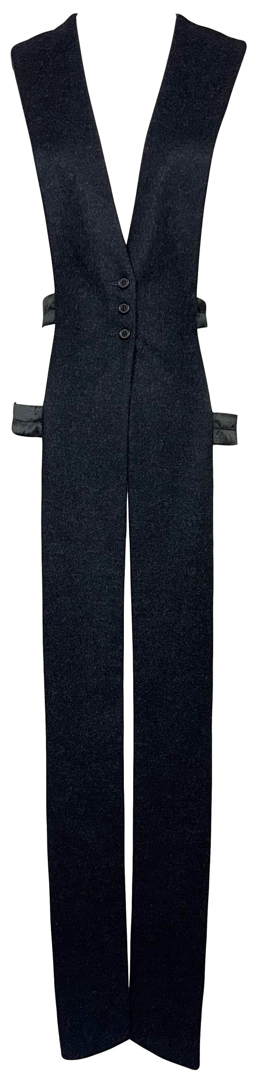 2000's Maison Martin Margiela Plunging Black Straps Cut-Out Long Top Vest