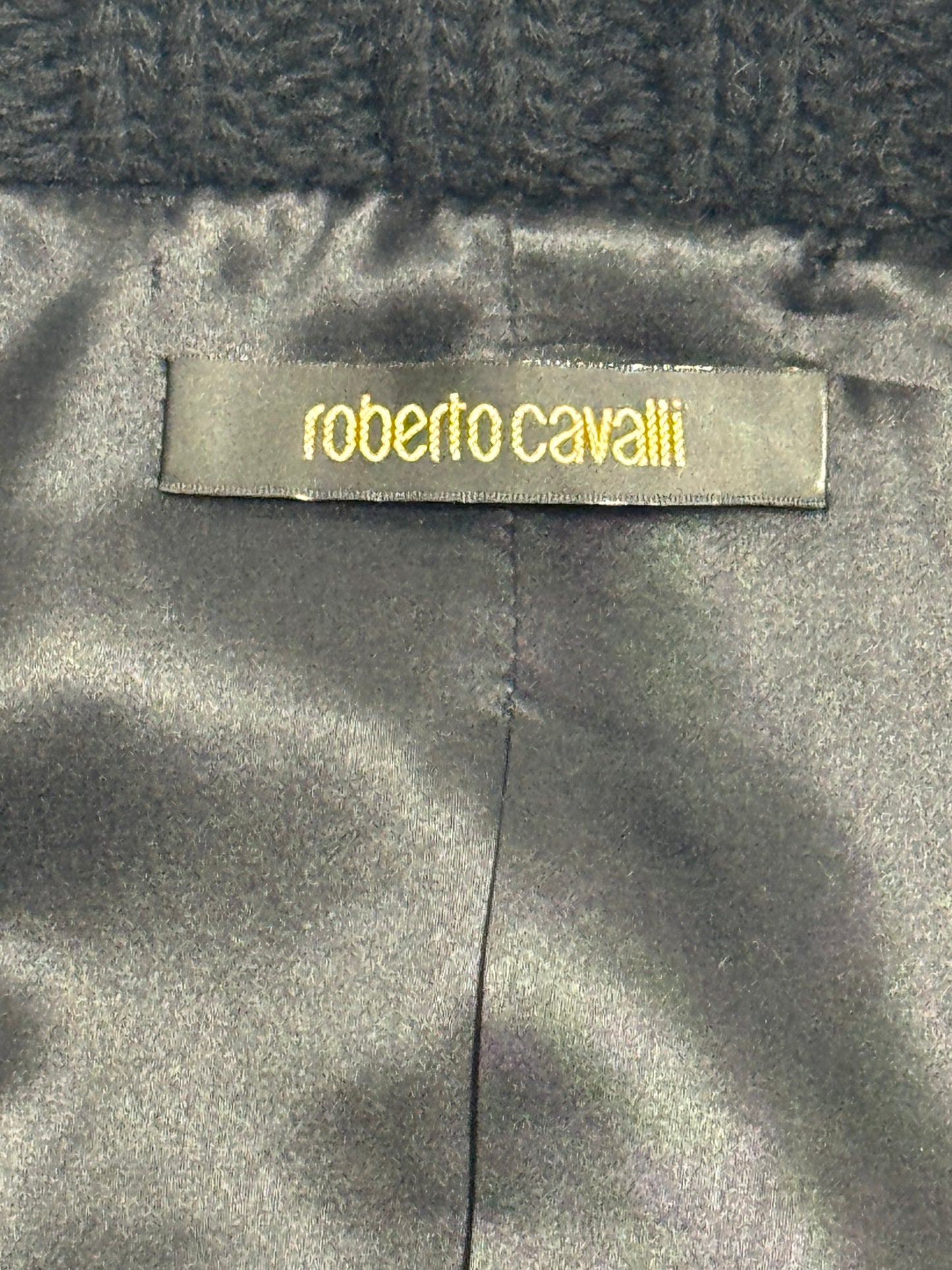 2000's Roberto Cavalli Leopard Print Weasel Fur Bomber Jacket Coat