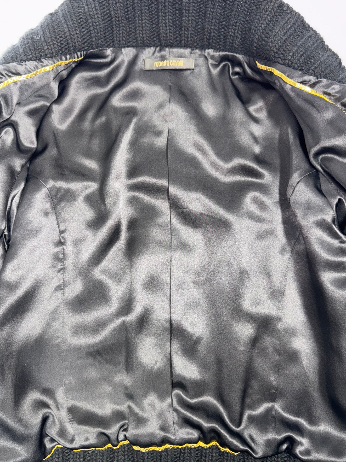 2000's Roberto Cavalli Leopard Print Weasel Fur Bomber Jacket Coat