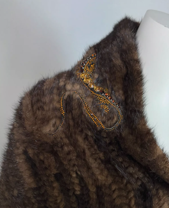 F/W 2010 Roberto Cavalli 1930's Style Mink Fur Crystal Embellished Cape Coat Jacket