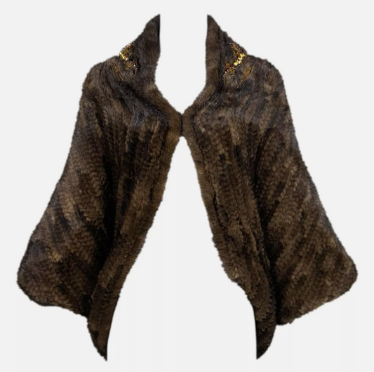 F/W 2010 Roberto Cavalli 1930's Style Mink Fur Crystal Embellished Cape Coat Jacket
