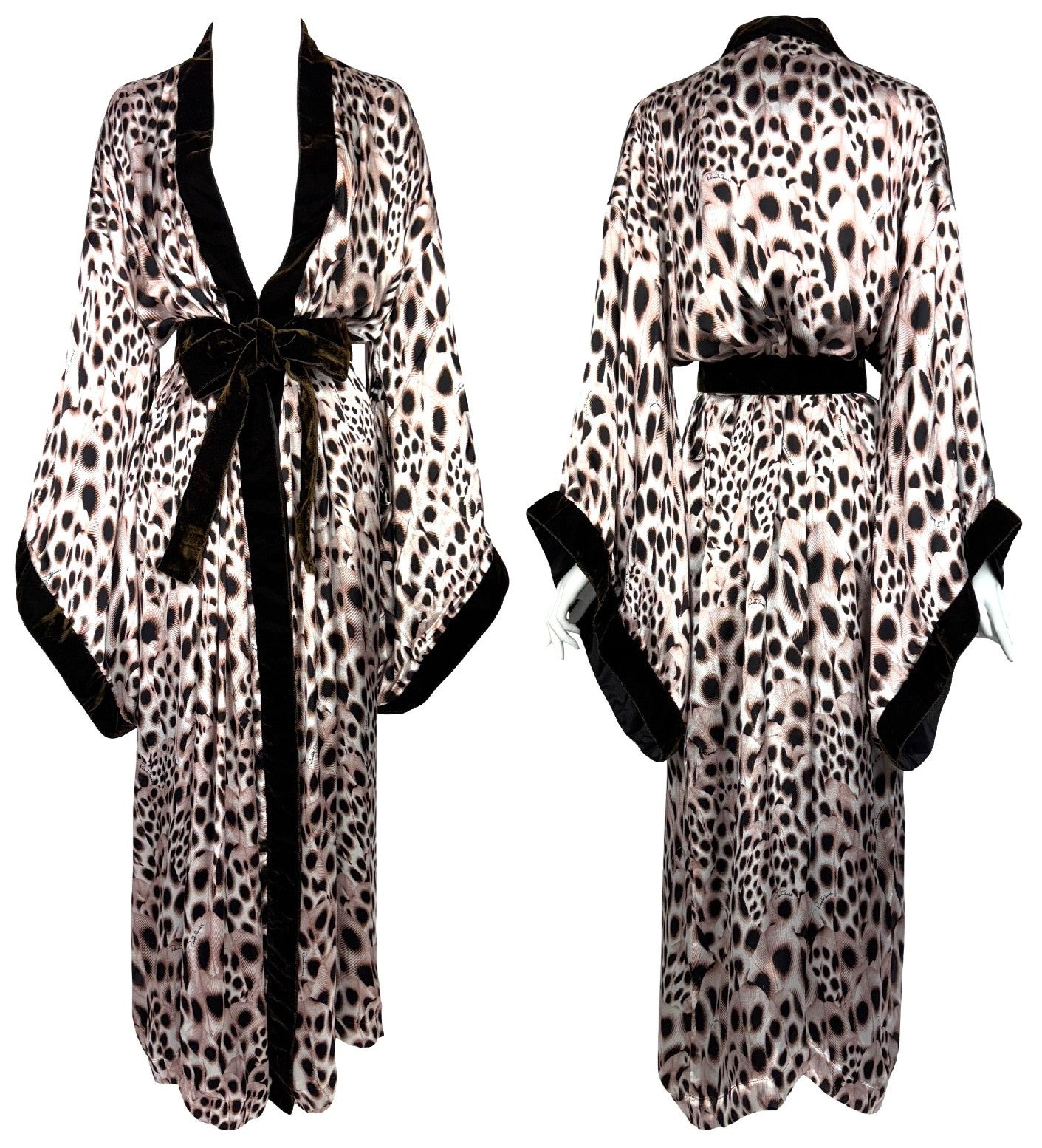 2000's Roberto Cavalli Silk Animal Print Kimono Gown Dress