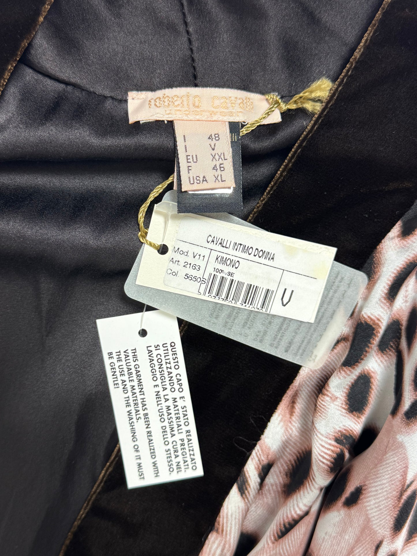 2000's Roberto Cavalli Silk Animal Print Kimono Gown Dress