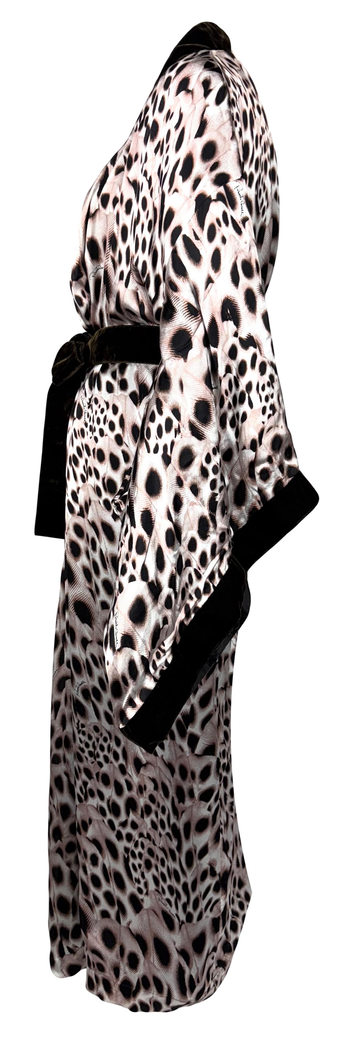 2000's Roberto Cavalli Old Hollywood Glamour Silk Animal Print Kimono Gown Dress