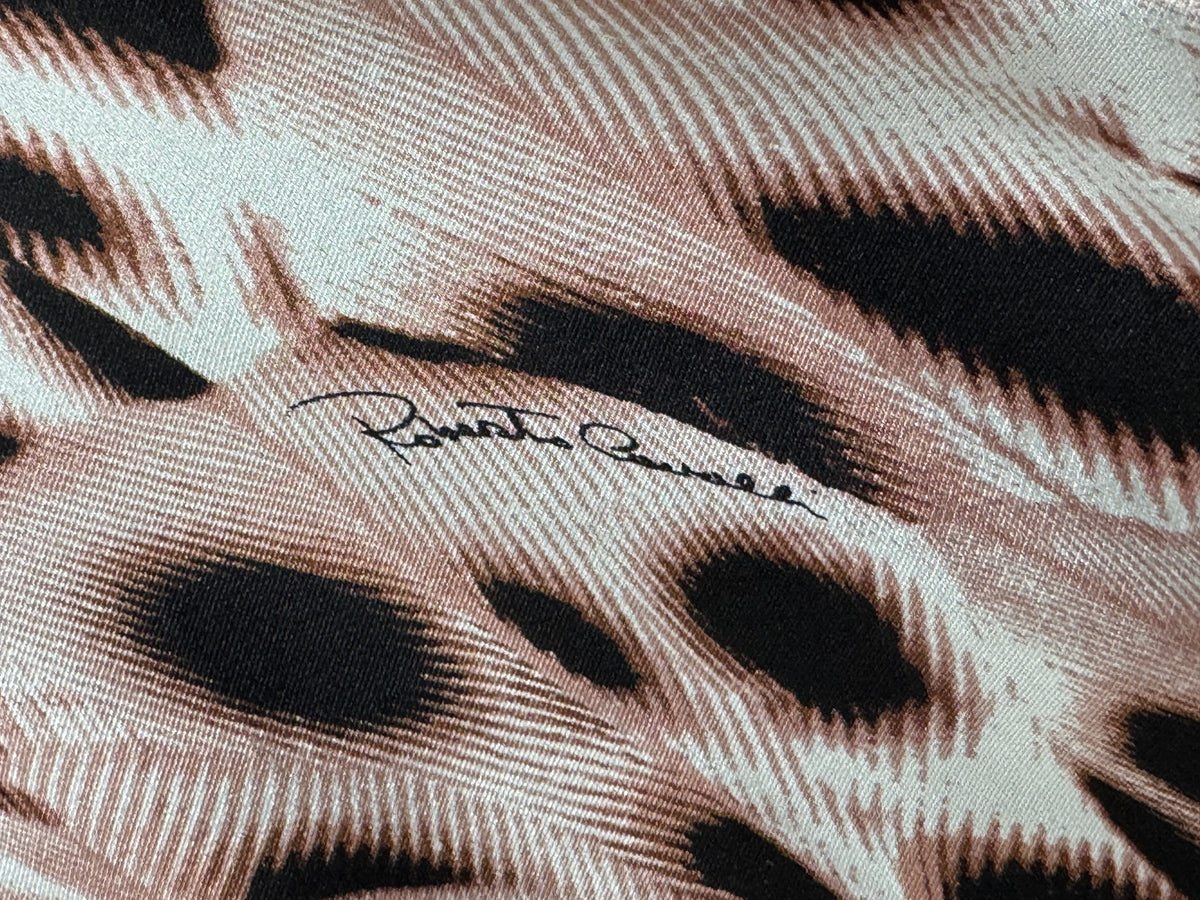 2000's Roberto Cavalli Old Hollywood Glamour Silk Animal Print Kimono Gown Dress