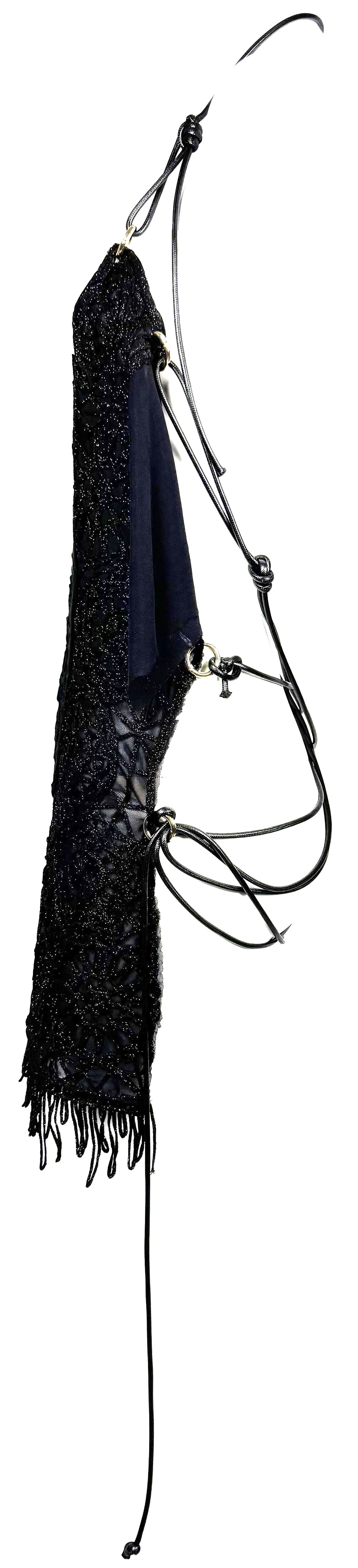 S/S 2000 Alexander McQueen RARE One Off Sample GOTH Sheer Lace Skull Plunging Corset Backless Mini Dress Tunic Top