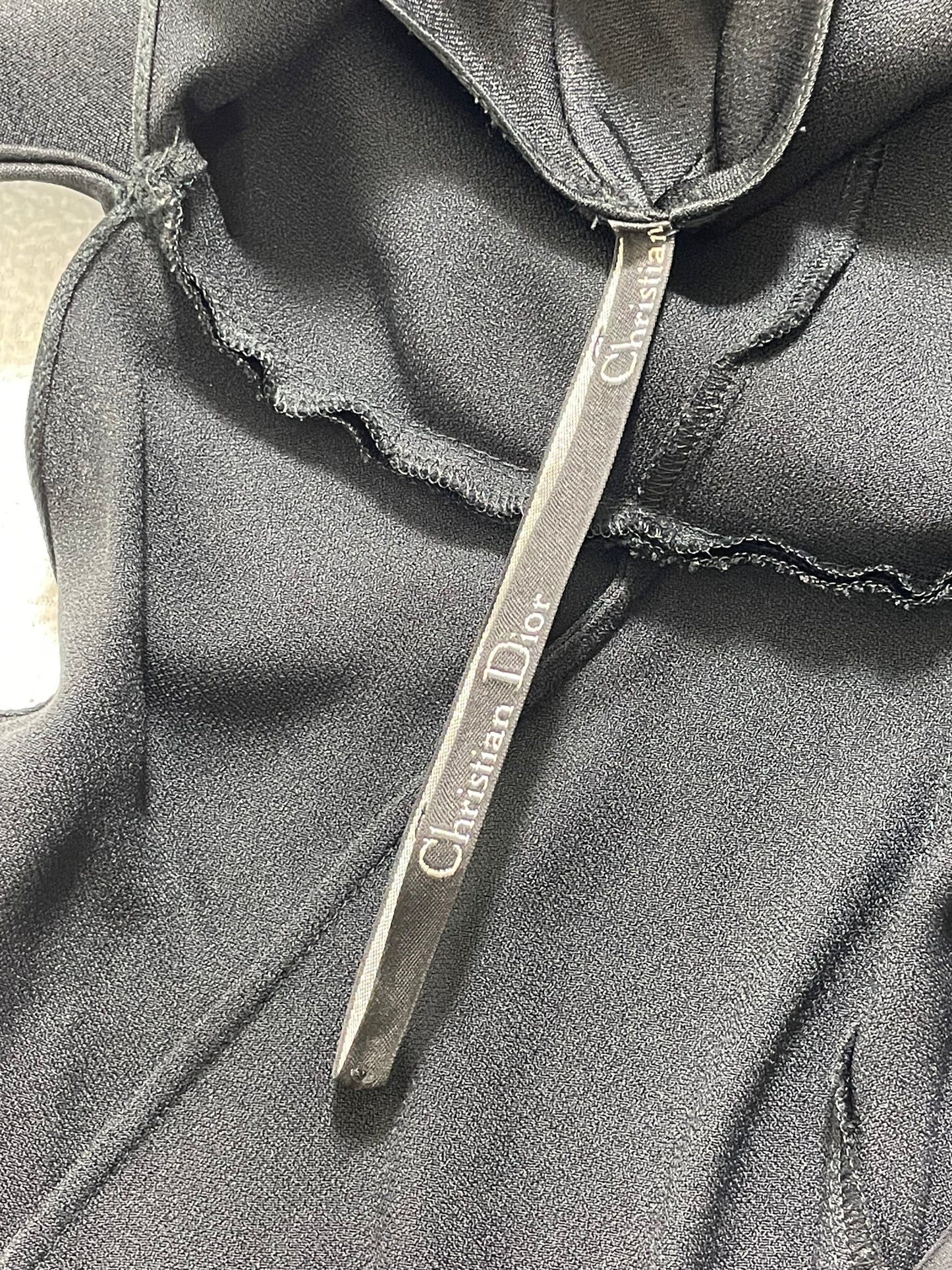 S/S 2000 Christian Dior x John Galliano Asymmetrical Black Satin Halter Backless Maxi Dress