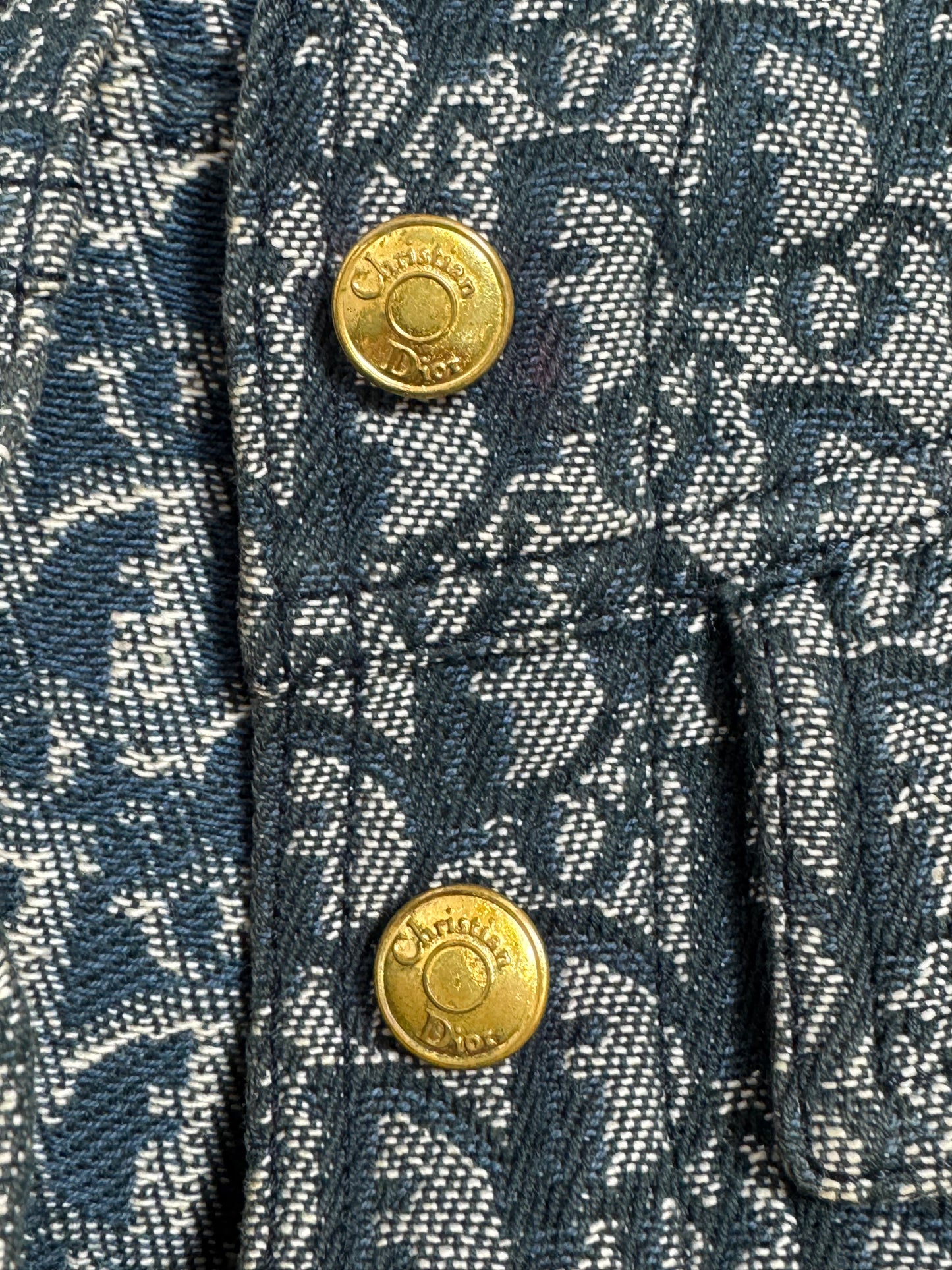S/S 2000 Christian Dior by John Galliano Logo Monogram Trotter Denim Cropped Buckle Jacket & Zipper Maxi Skirt