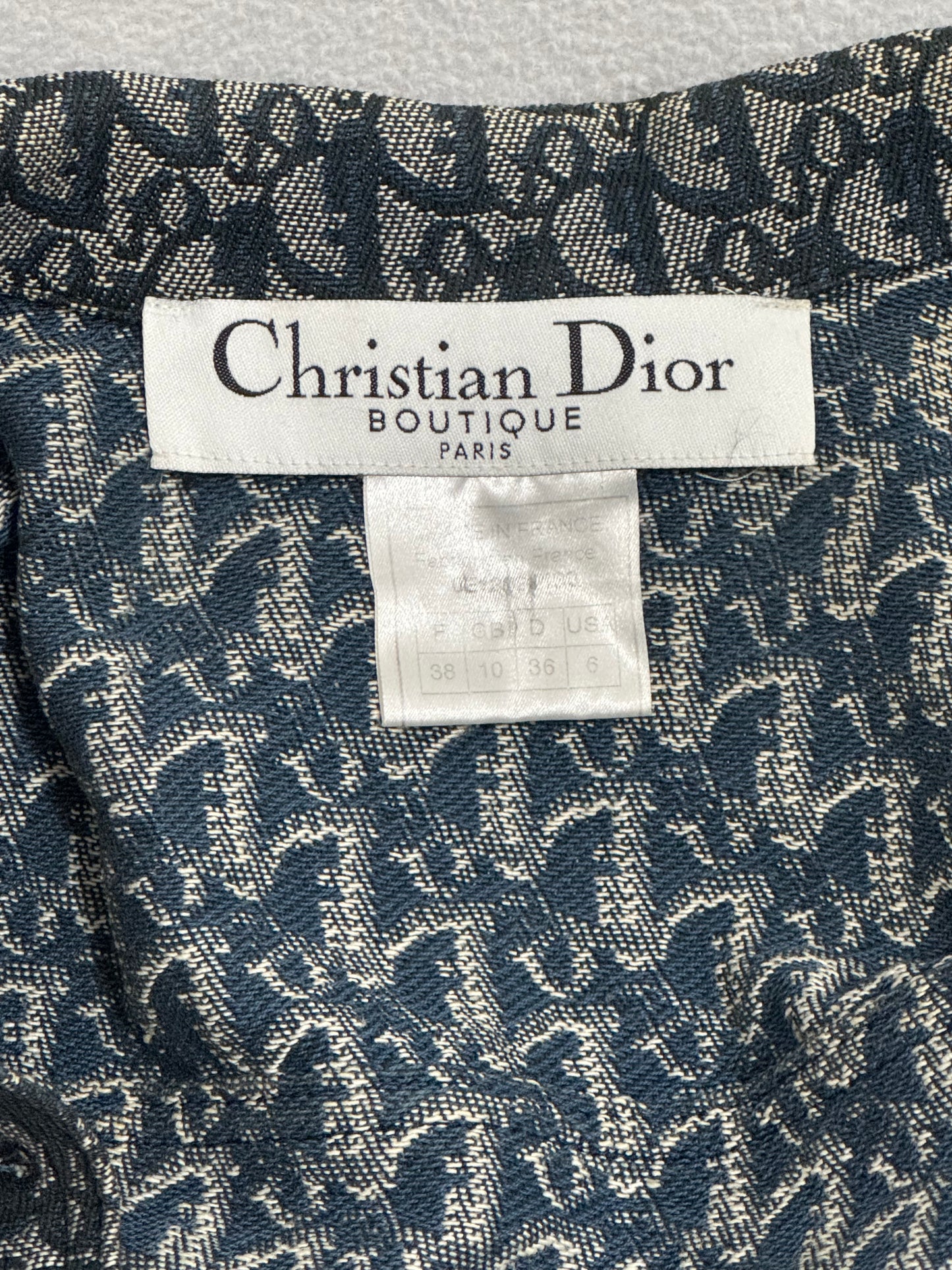 S/S 2000 Christian Dior by John Galliano Logo Monogram Trotter Denim Cropped Buckle Jacket & Zipper Maxi Skirt