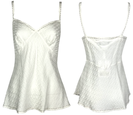 NWT S/S 2000 Christian Dior x John Galliano Ivory Logo Monogram Baby Doll Long Cami Tank Top