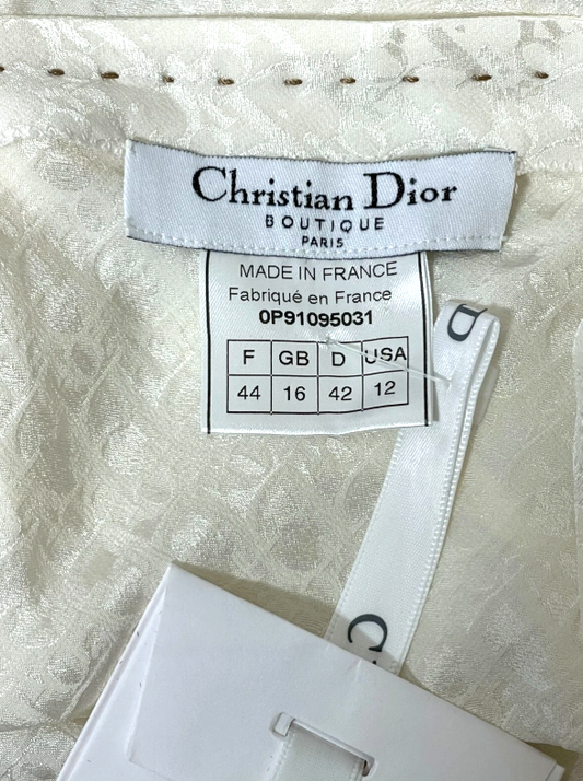 NWT S/S 2000 Christian Dior x John Galliano Ivory Logo Monogram Baby Doll Long Cami Tank Top