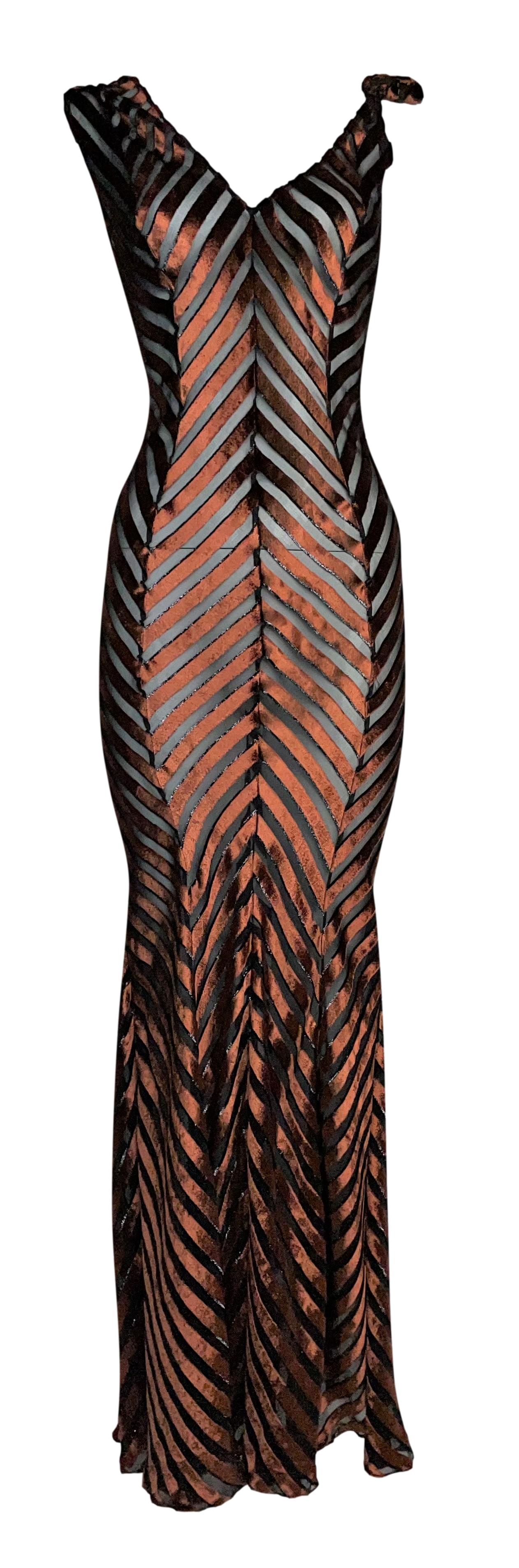 S/S 2000 Christian Dior by John Galliano Sheer Bronze Velvet Mermaid Maxi Dress & Jacket Set