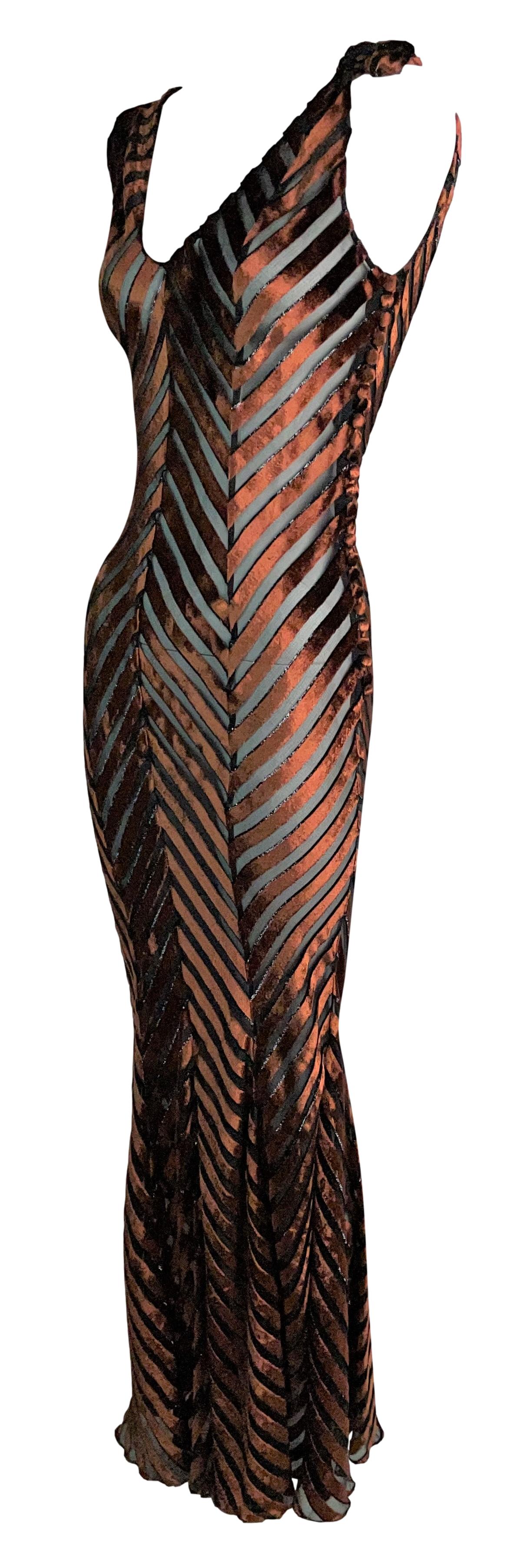 S/S 2000 Christian Dior by John Galliano Sheer Bronze Velvet Mermaid Maxi Dress & Jacket Set