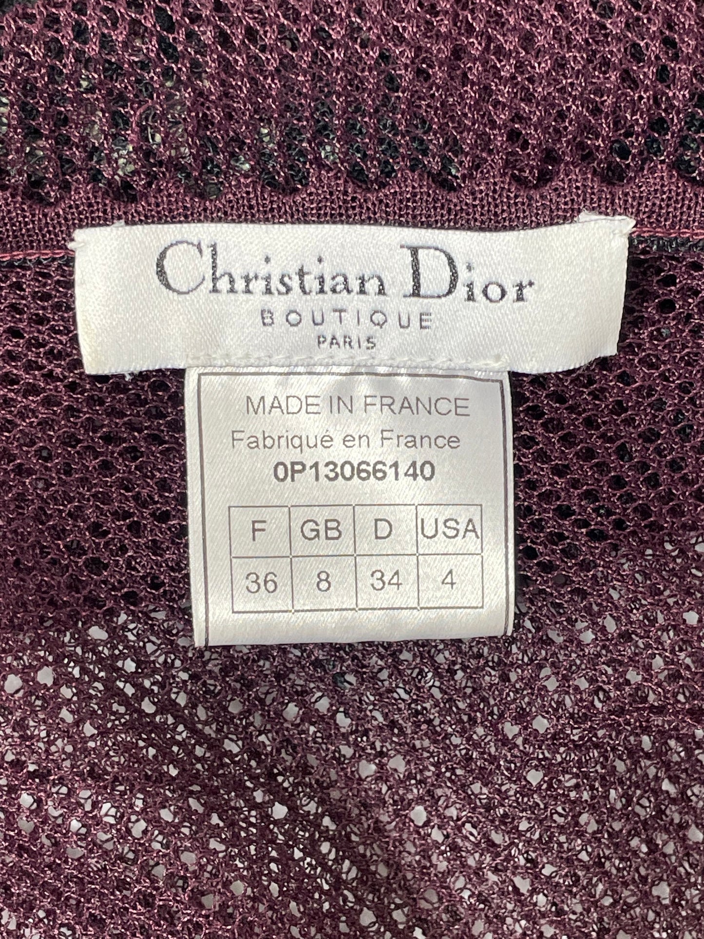 S/S 2000 Christian Dior by John Galliano Sheer Burgundy Fishnet Embellished Embroidered Dress