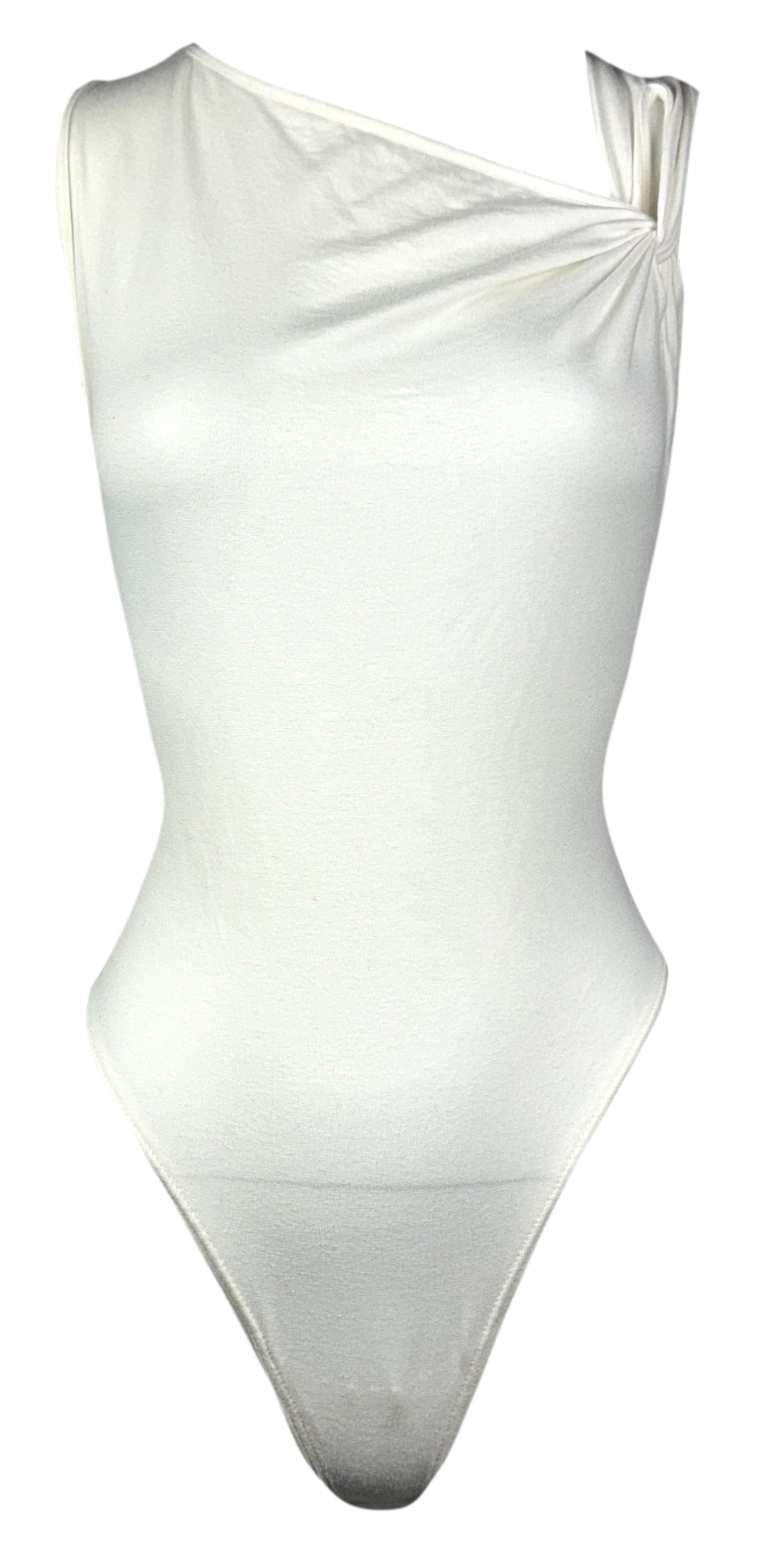 S/S 2000 Christian Dior by John Galliano Semi-Sheer White Bodycon Bodysuit Top