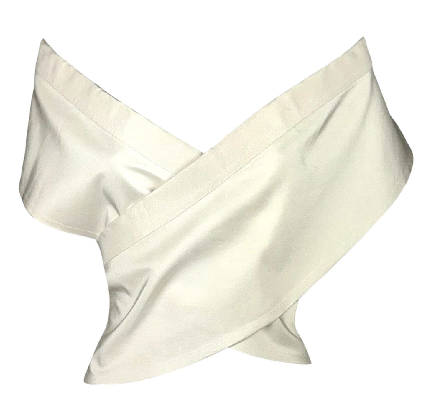 S/S 2000 Gianfranco Ferre Runway Ivory Off Shoulder Cropped Wrap Top