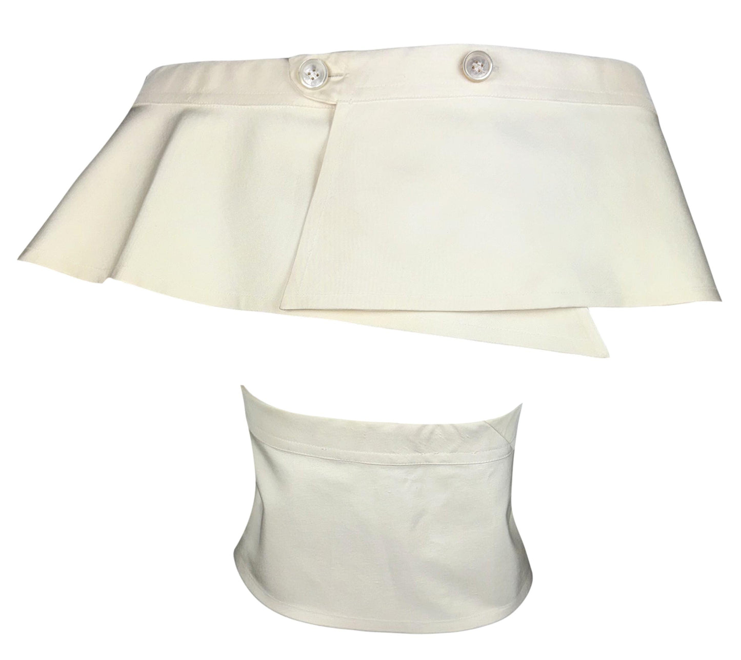 S/S 2000 Gianfranco Ferre Runway Ivory Off Shoulder Cropped Wrap Top