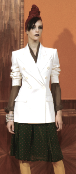 S/S 2000 Jean Paul Gaultier Haute Couture White Men's Suit Style Baggy Jacket & Wide Leg Pants Suit